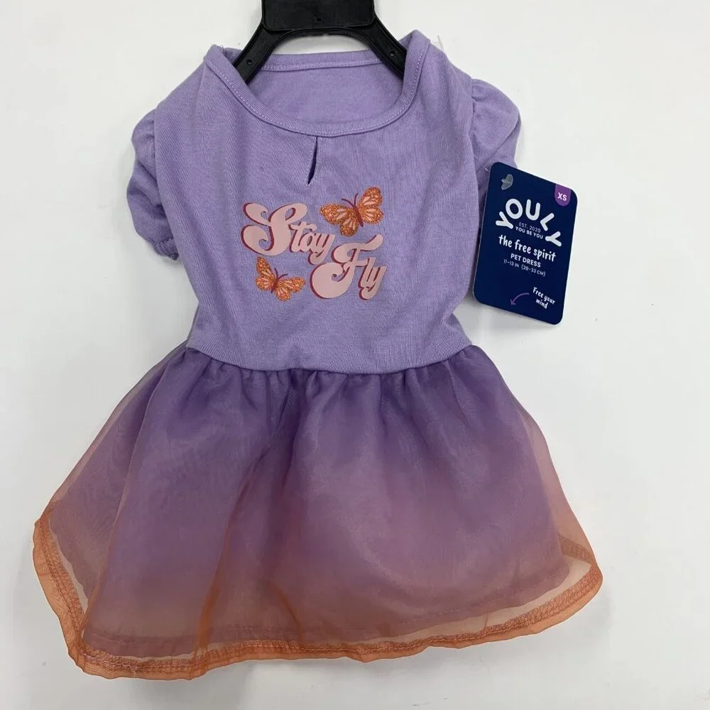 Youly Pet Dog Dress The Free Spirit XS Lavender‎ & Orange Cotton/Polyester